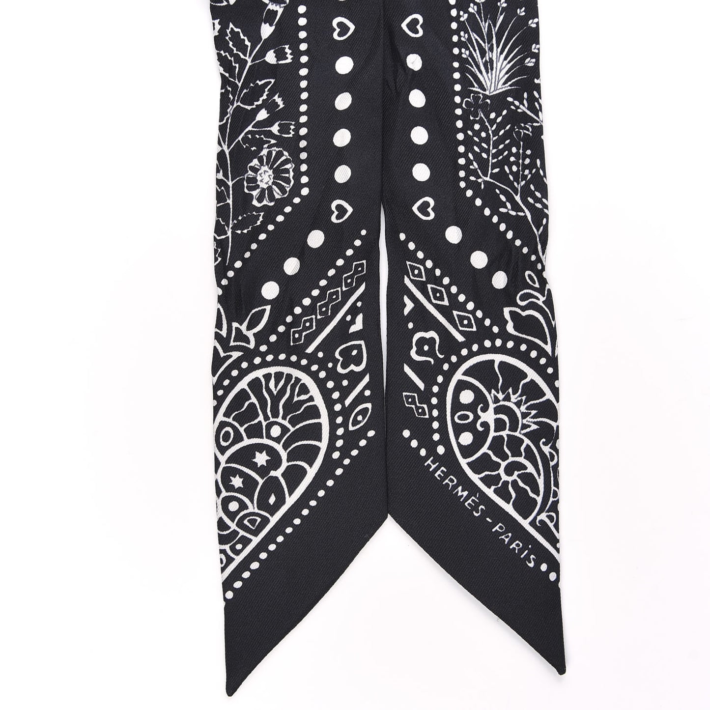 Silk Peuple Du Vent Bandana Twilly Black White