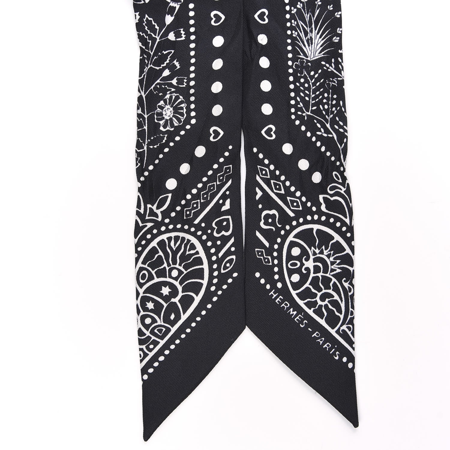 Hermes Silk Peuple Du Vent Bandana Twilly Black White 2 of 4