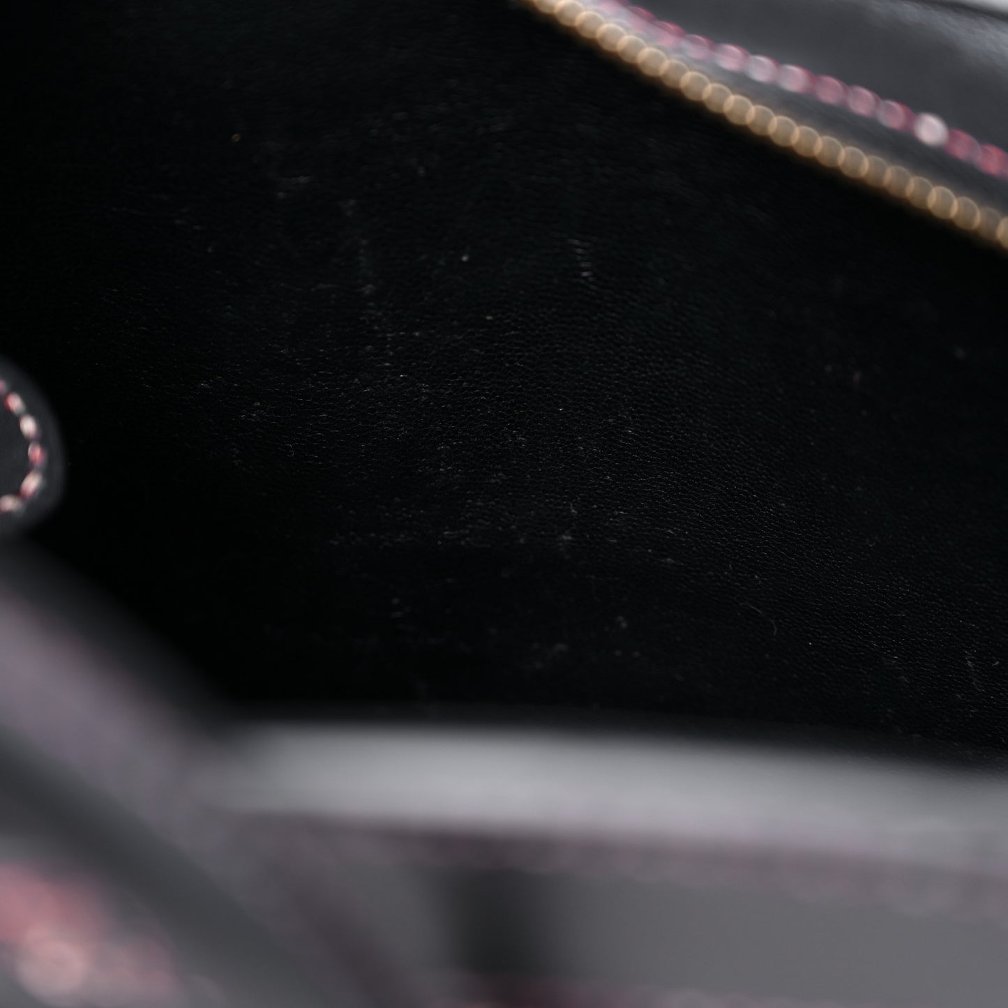 Shiny Smooth Calfskin Stitched Nano Luggage Black Multicolor