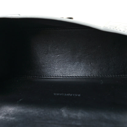 Balenciaga Metallic Calfskin Crocodile Embossed Crystal Hourglass Top Handle Bag XS Silver 5 of 12