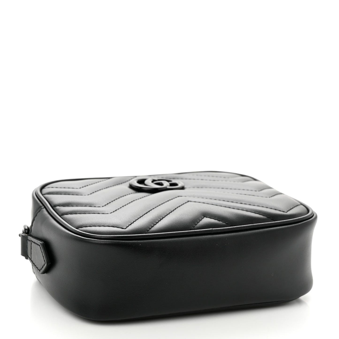 Calfskin Matelasse Monochrome Mini GG Marmont Chain Shoulder Bag Black