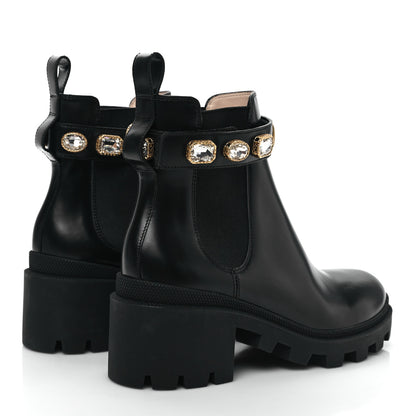 Gucci Calfskin Crystal GG Trip Chelsea Ankle Boots 38.5 Black 4 of 8