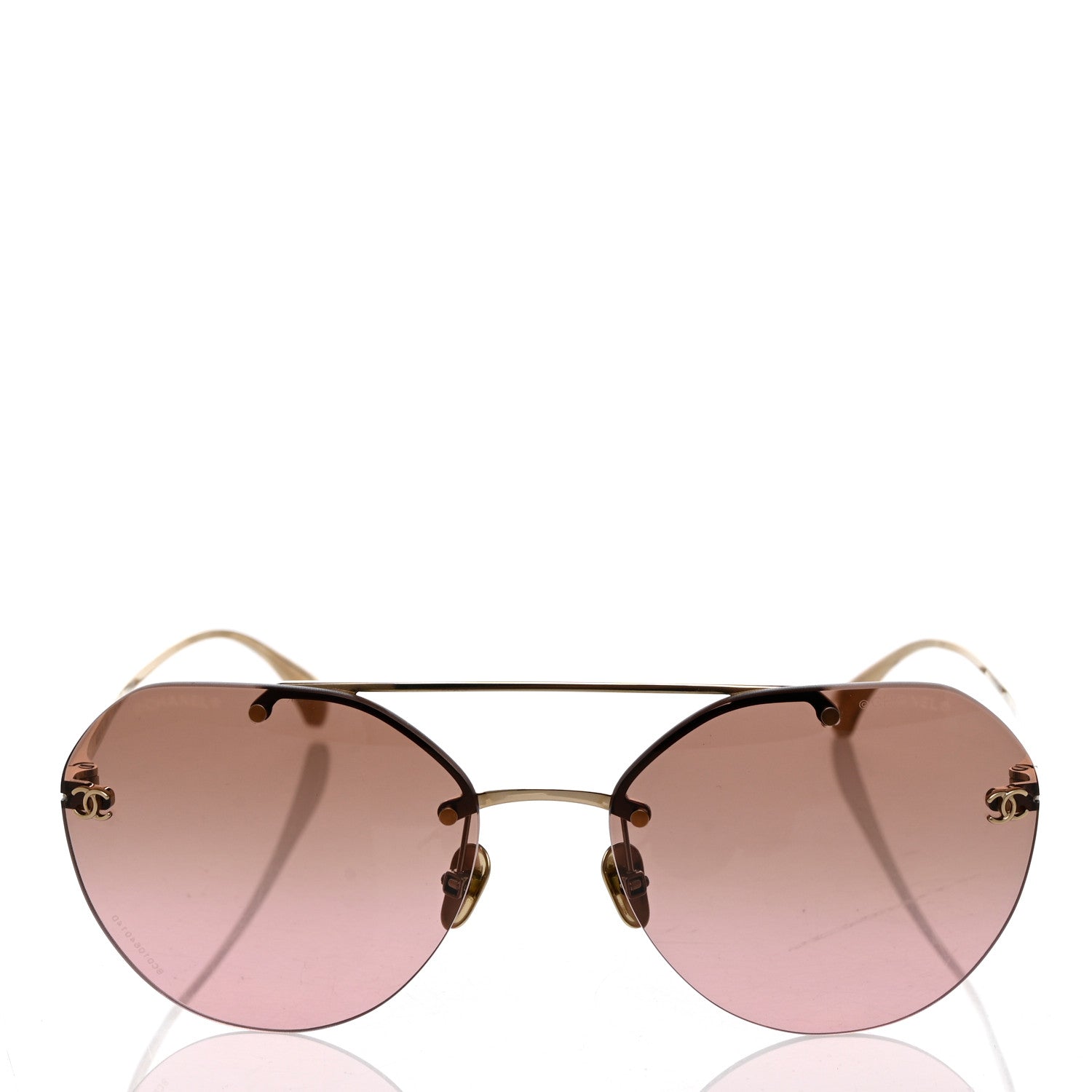 Chanel Titanium CC Pilot Aviator Sunglasses 4272-T Gold 2 of 8
