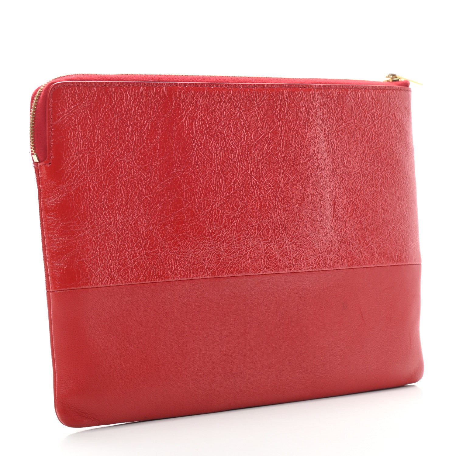 Celine Laminated Lambskin Solo Clutch Pouch Red 3 of 8