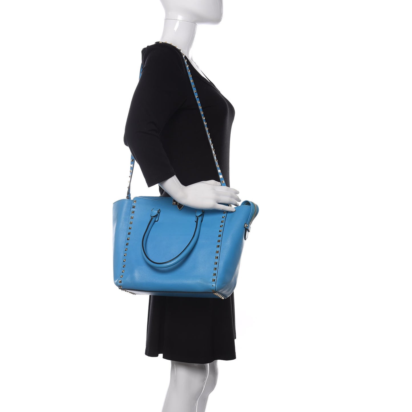 Vitello Rockstud Double Handle Tote Parrot