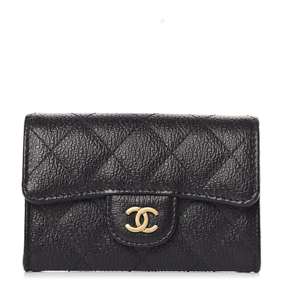 Chanel Logo Calfskin Embossed Quilted Flap Card Holder Black 1 of 9