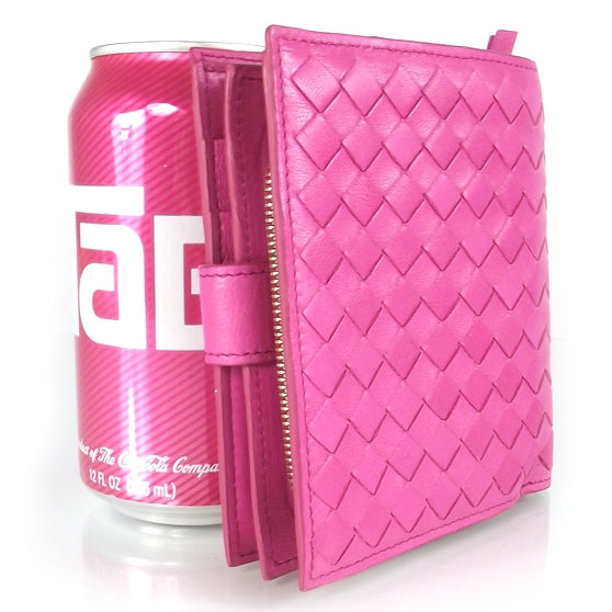 Bottega Veneta Woven Leather French Wallet Pink 2 of 6