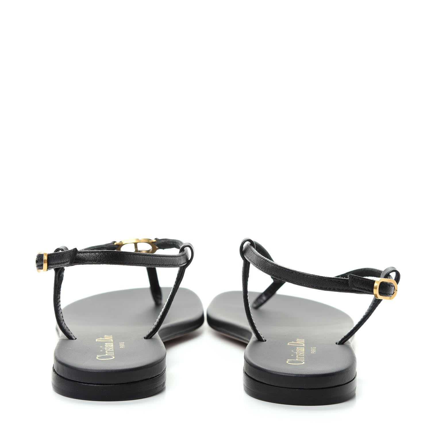 Christian Dior Lambskin Signature T-Strap Sandals 36 Black 7 of 10