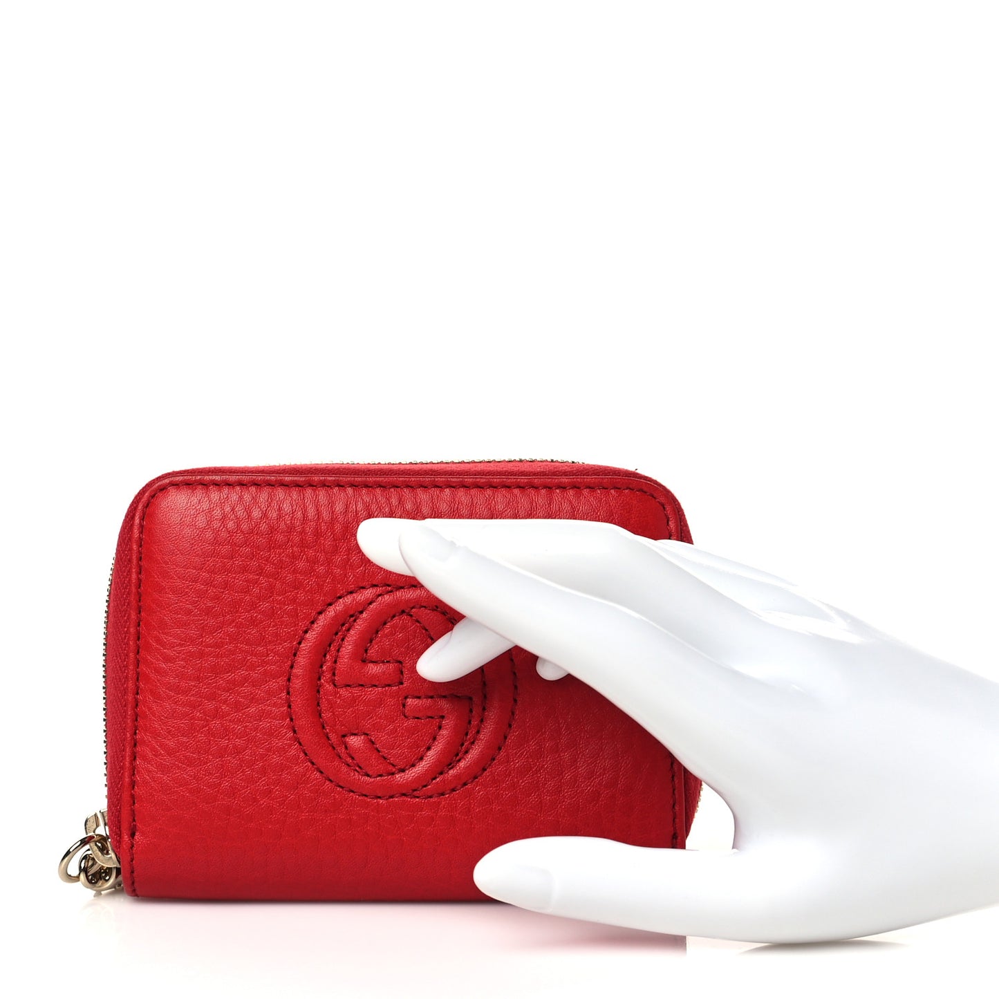 Pebbled Calfskin Soho Compact Disco Zip Around Wallet Tabasco Red