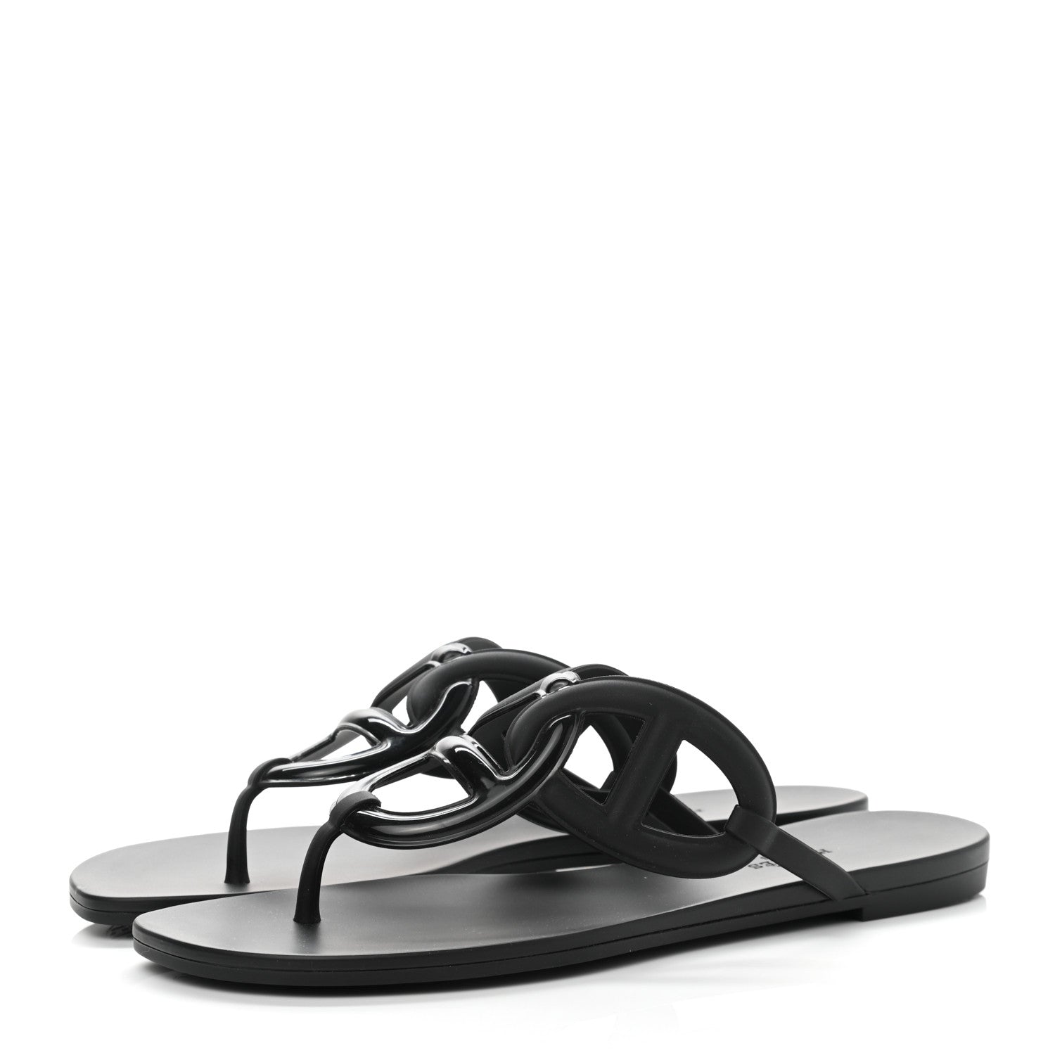 Hermes Rubber Womens Egerie Sandals 41 Black 3 of 8