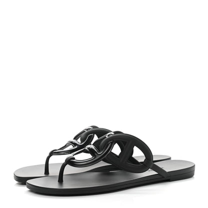 Hermes Rubber Womens Egerie Sandals 41 Black 3 of 8