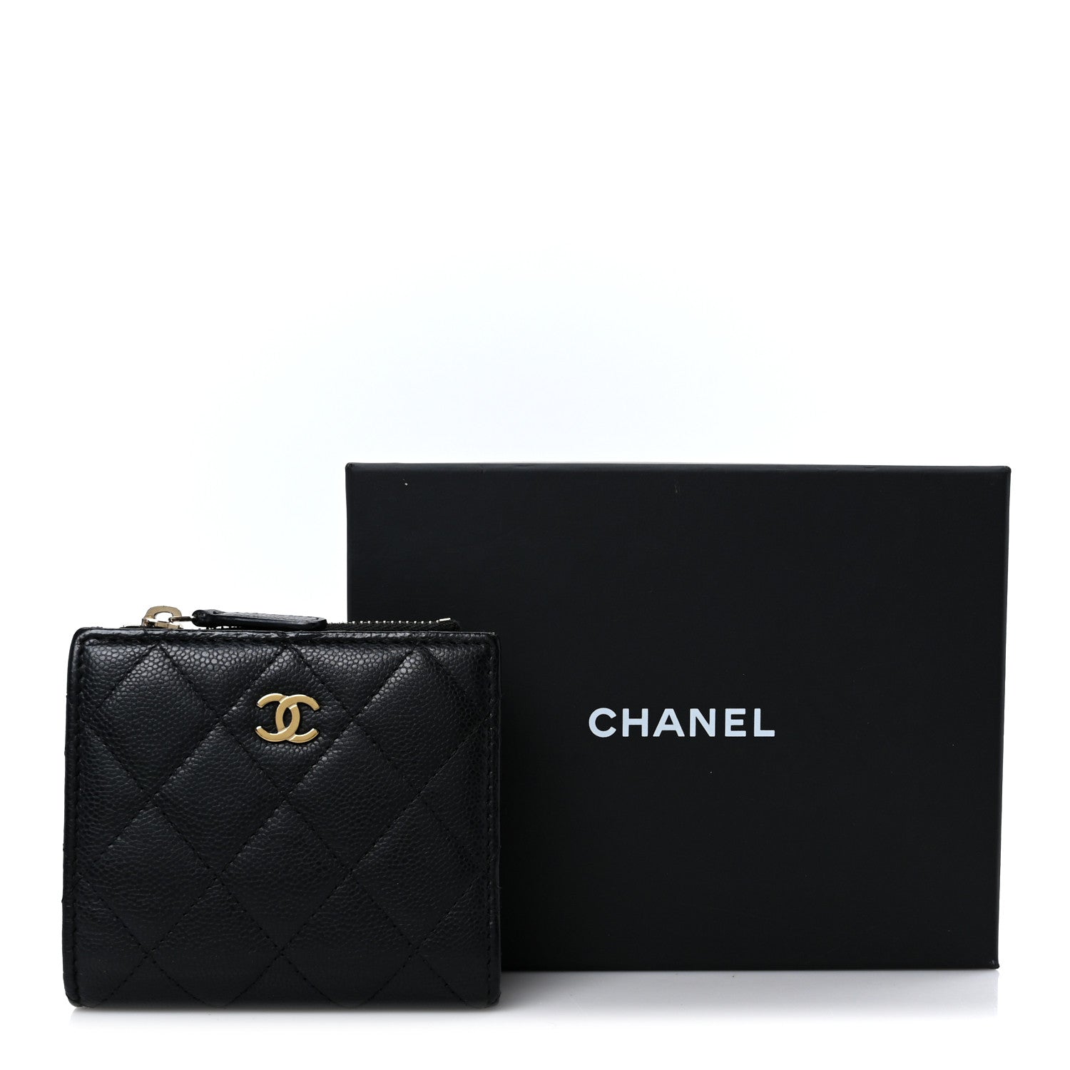 Chanel Caviar Quilted CC Zip Compact Wallet Black 12 of 12
