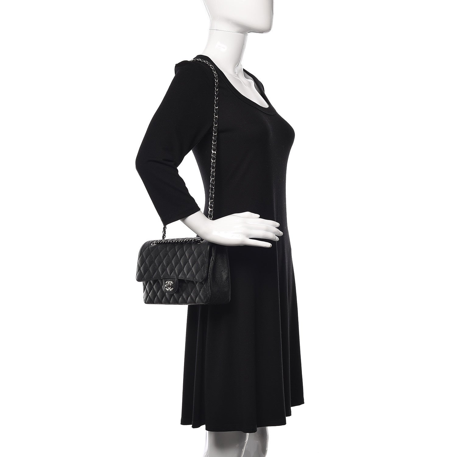 Chanel Caviar Quilted Medium Double Flap Black 2 of 10