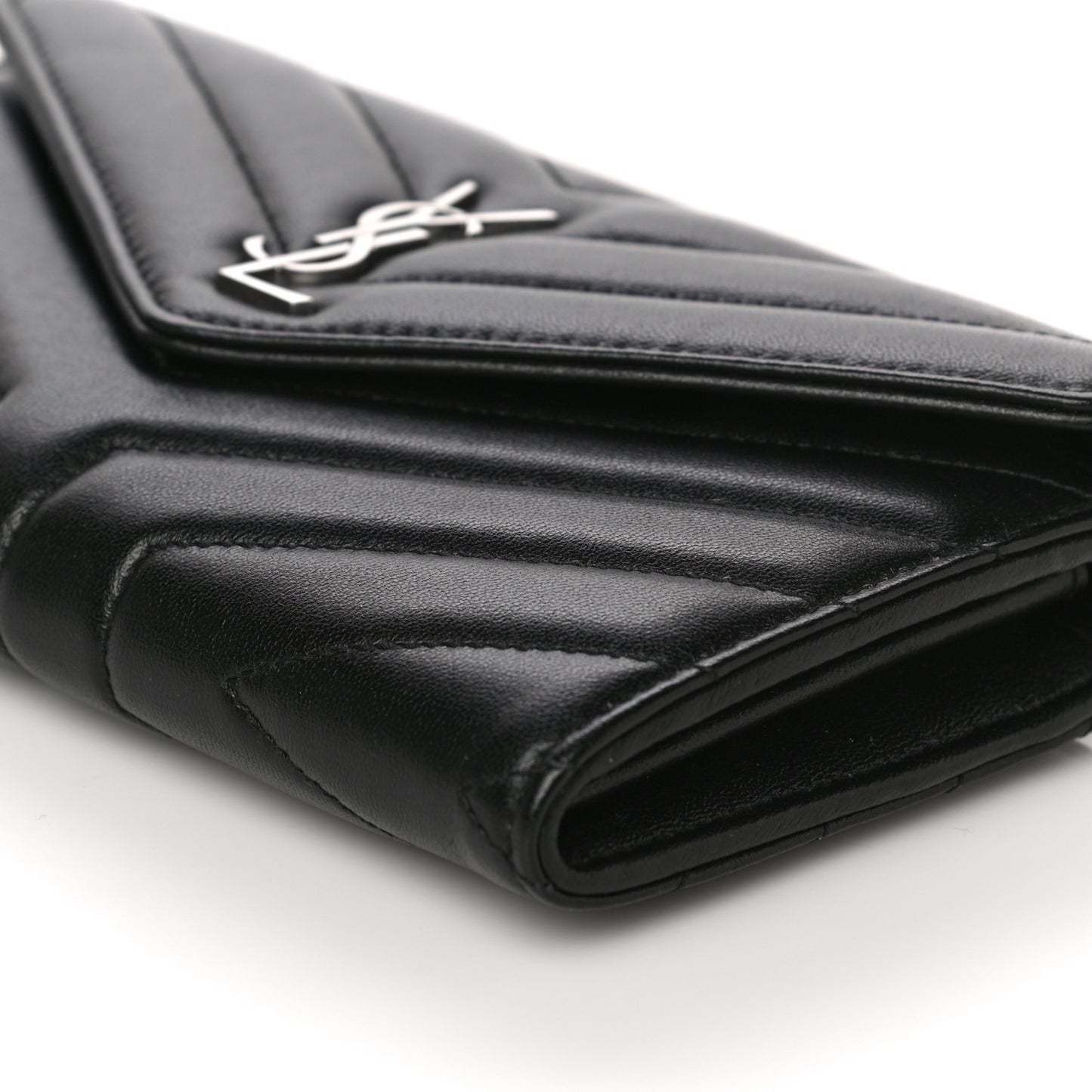 Lambskin Y Quilted Monogram Large Loulou Flap Wallet Black