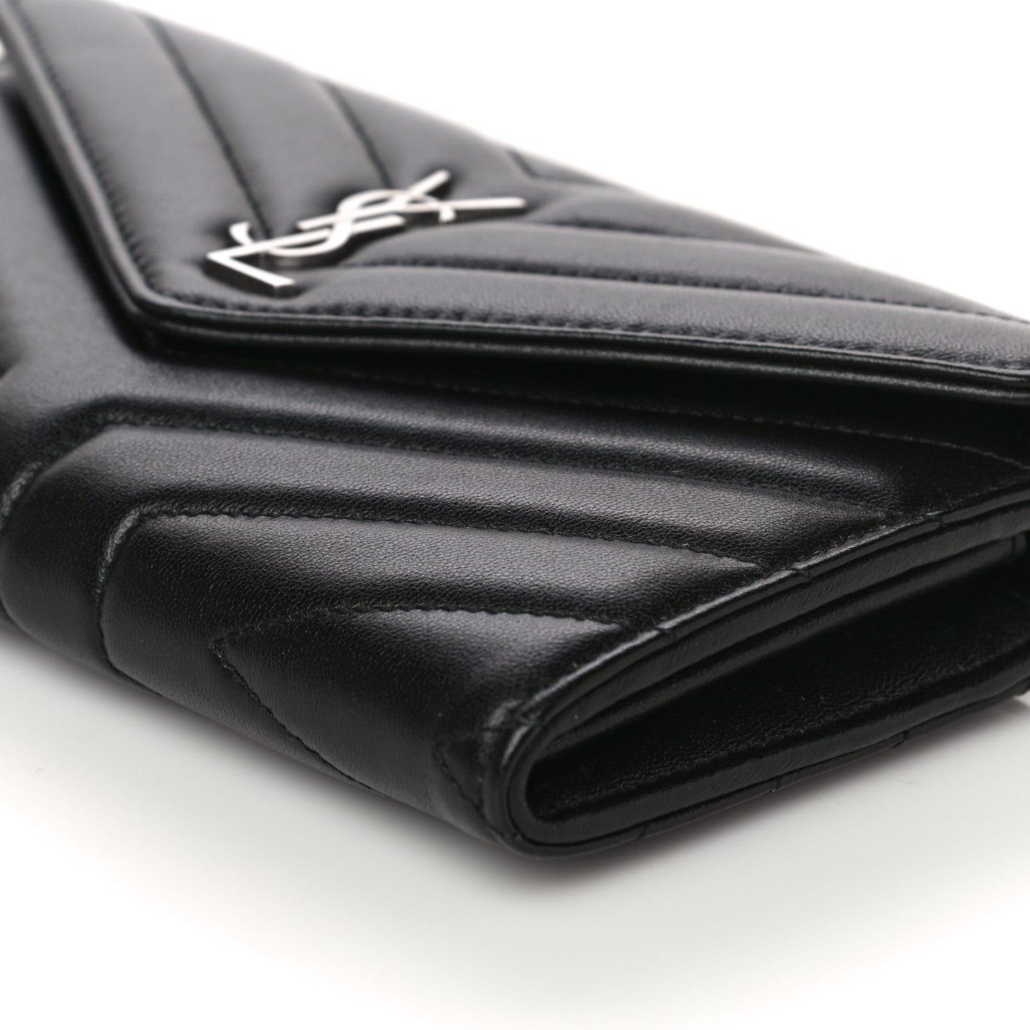 Saint Laurent Lambskin Y Quilted Monogram Large Loulou Flap Wallet Black 9 of 11