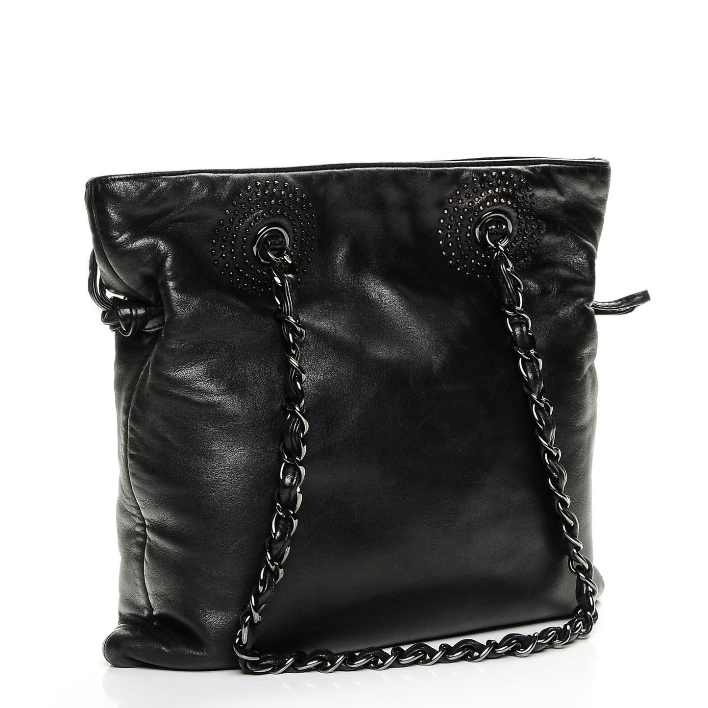 Lambskin CC Studded Small Bonbons Tote Black