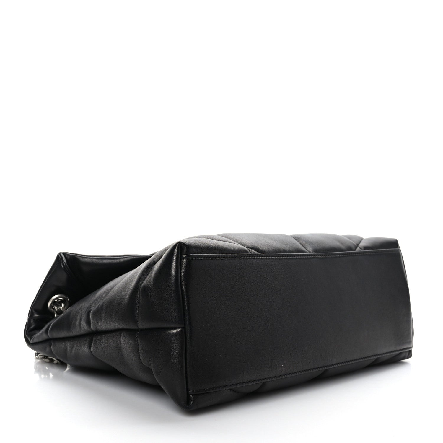 Saint Laurent Lambskin Quilted Medium Loulou Puffer Monogram Chain Satchel Black 4 of 9