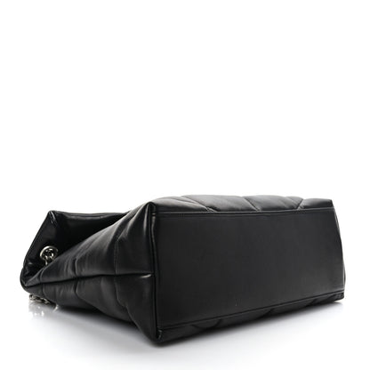 Saint Laurent Lambskin Quilted Medium Loulou Puffer Monogram Chain Satchel Black 4 of 9
