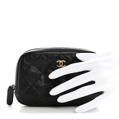 Chanel Caviar Quilted Small Curvy Pouch Cosmetic Case Black 2 of 7