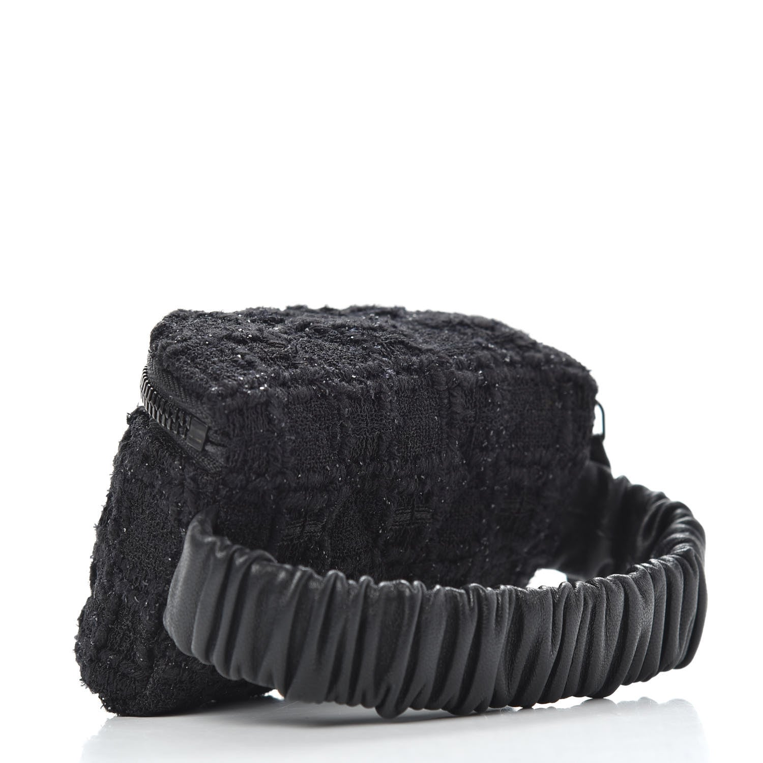 Chanel Tweed Lambskin Quilted Arm Coin Purse Black 3 of 10