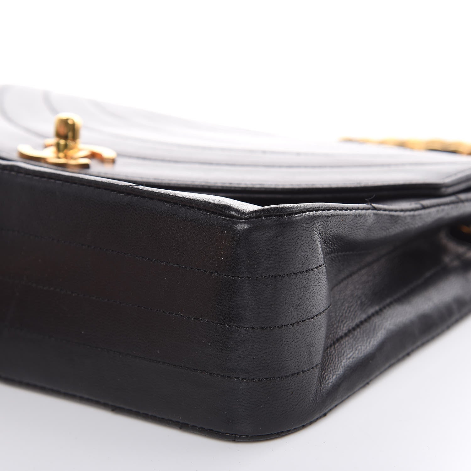 Chanel Lambskin Ribbon Quilted Small Single Flap Black 10 of 16