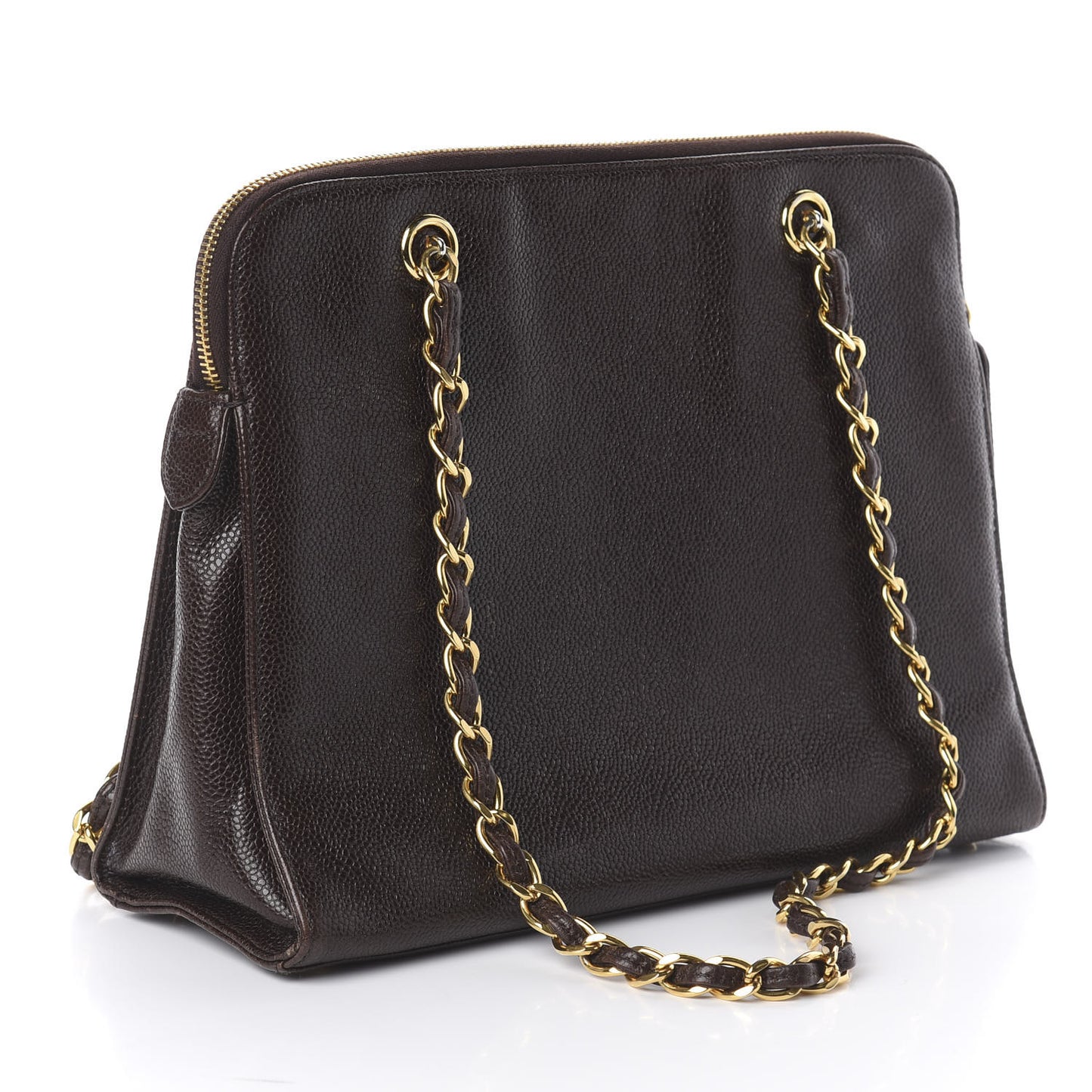 Caviar Flap Shoulder Bag Dark Brown