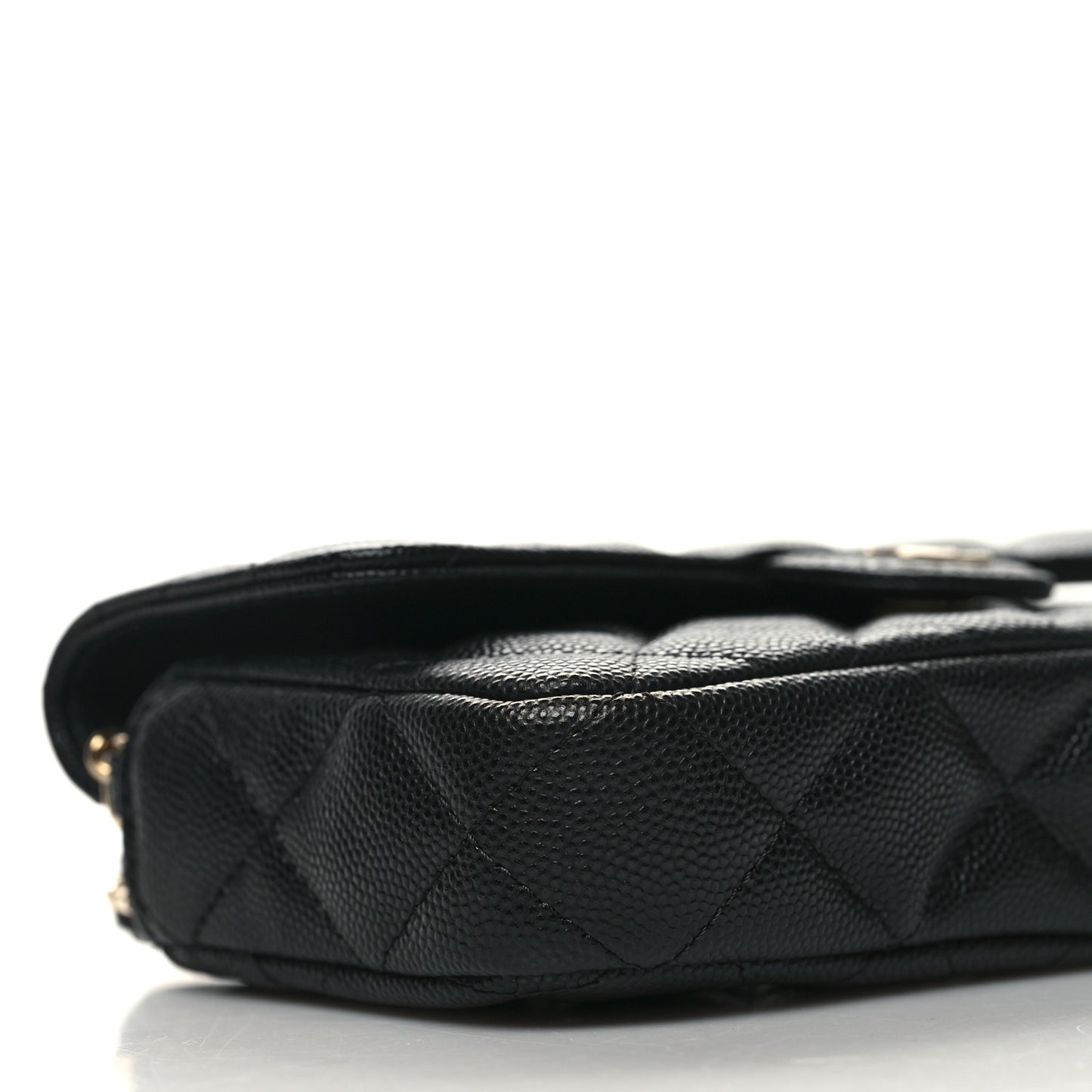 Caviar Quilted Flap Phone Holder With Chain Black