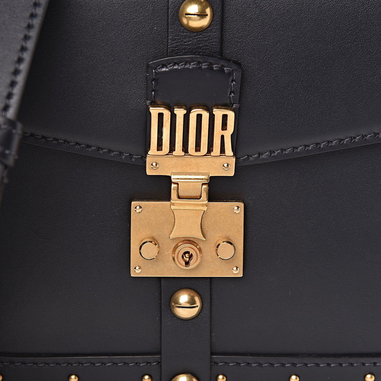 Christian Dior Calfskin Studded Square Dioraddict Flap Black 9 of 9