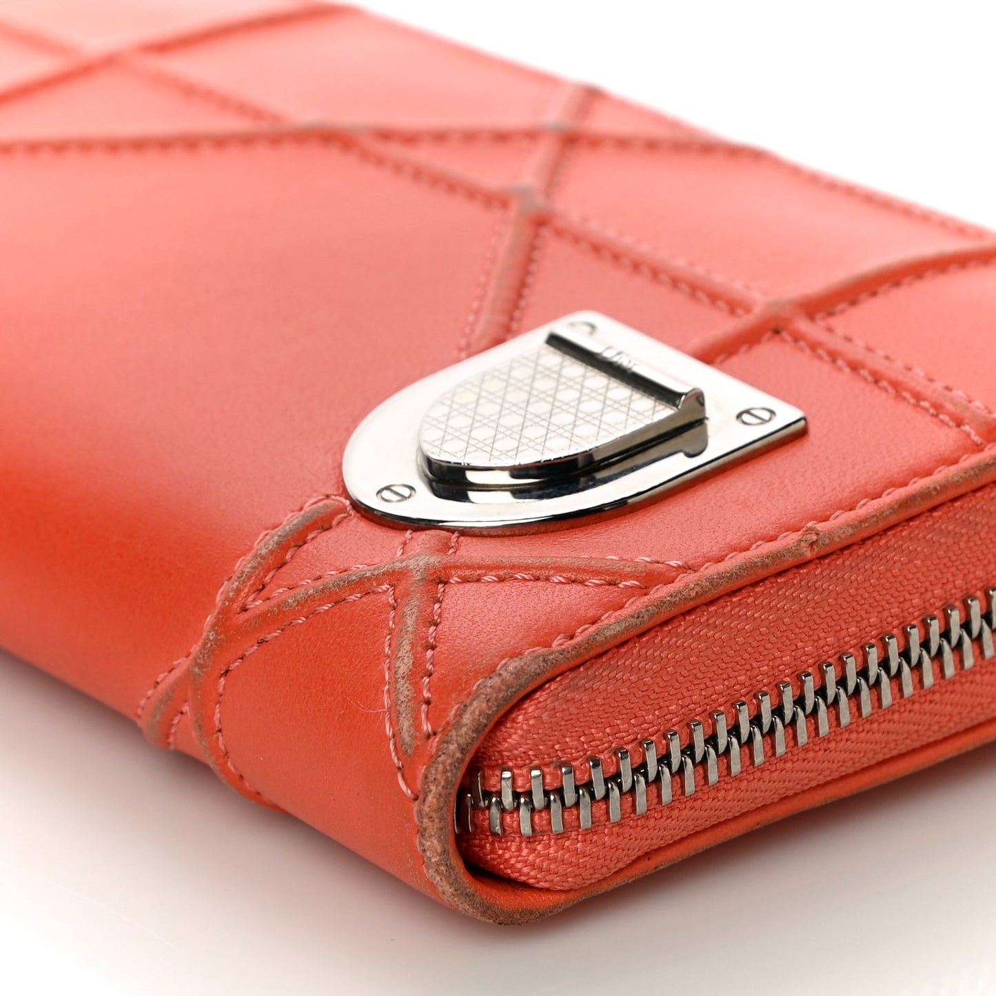 Calfskin Cannage Medium Diorama Voyageur Wallet Orange