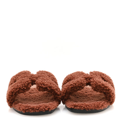Hermes Woolskin Oran Sandals 36 Cognac 3 of 8