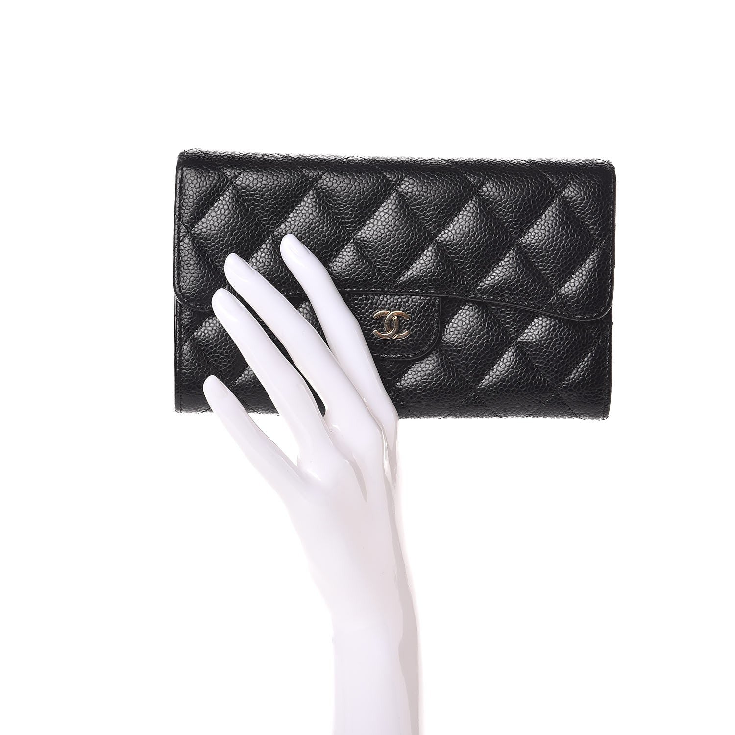 Chanel Caviar Quilted Long Flap Wallet Black 2 of 10