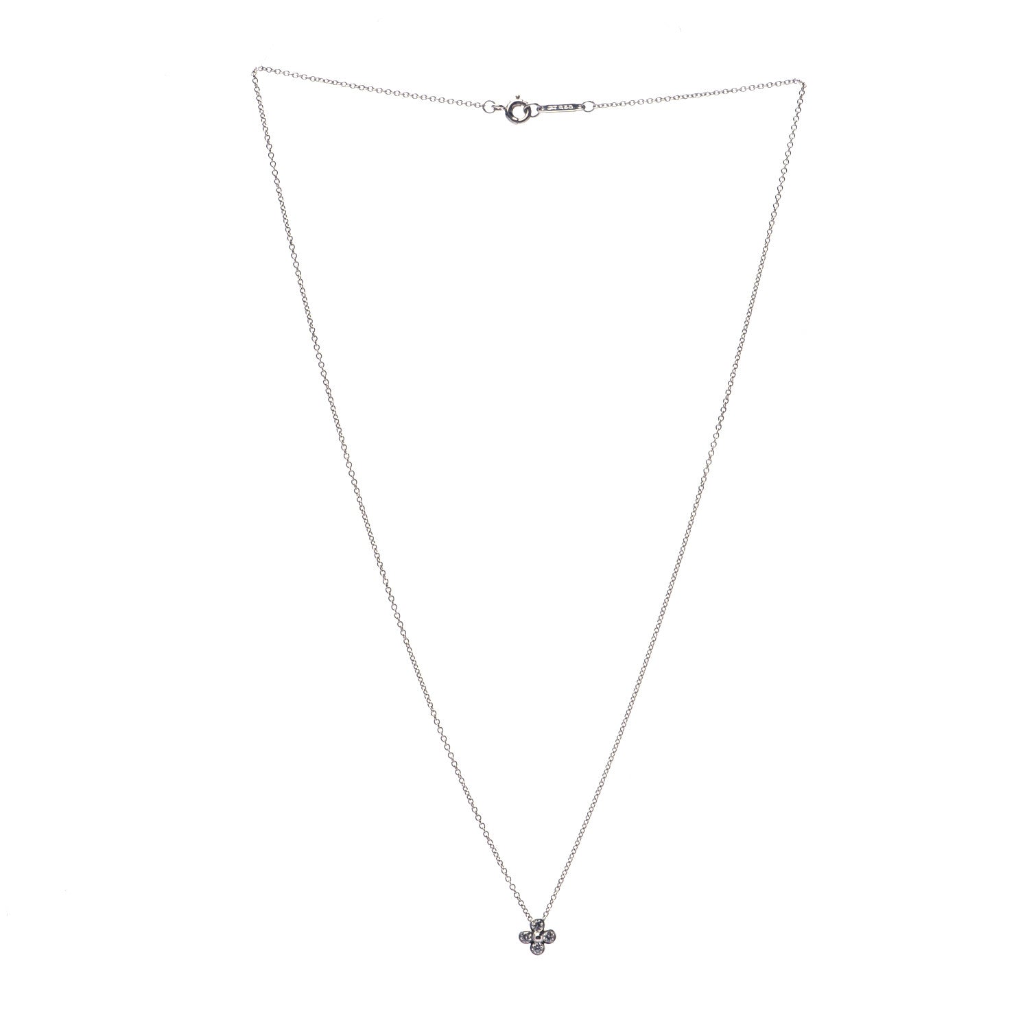 Tiffany Platinum Diamond .10ctw Flower Pendant Necklace 3 of 6