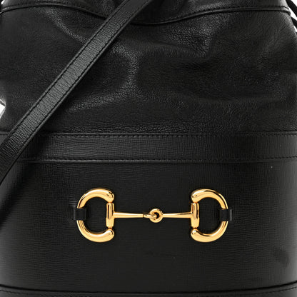 Gucci Azalea Sakai Calfskin Horsebit 1955 Drawstring Bucket Bag Black 9 of 13