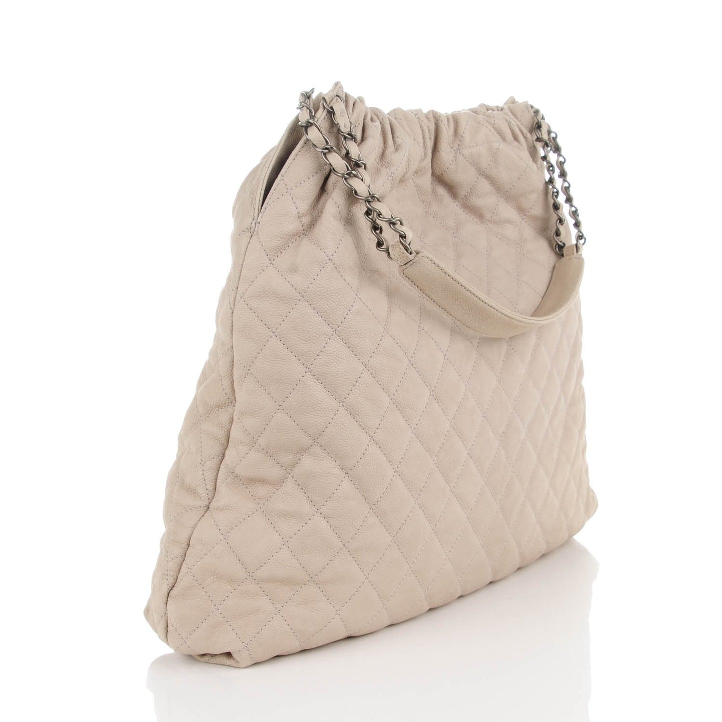 Caviar Quilted Large Elastic Tote Gray