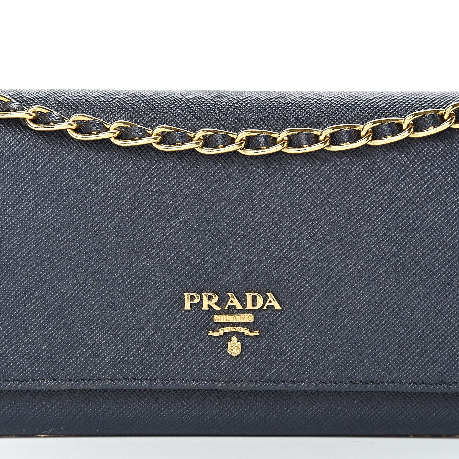 Prada Saffiano Metal Oro Chain Wallet Baltico 7 of 10