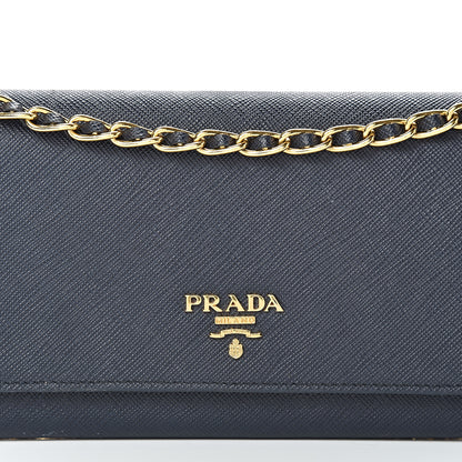 Prada Saffiano Metal Oro Chain Wallet Baltico 7 of 10