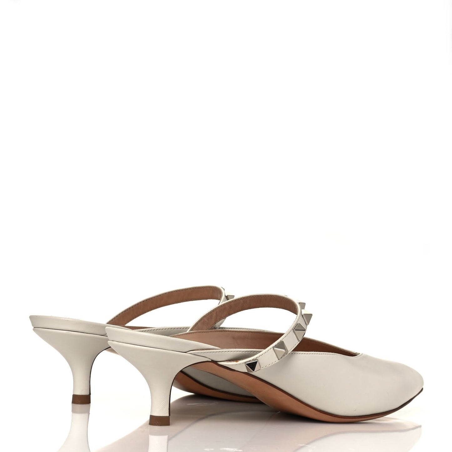 Nappa Rockstud Hype Low Heel Mules 39 Ivory
