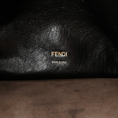 Fendi Agnello Old Shine Vitello Go Rain Small Flip Tote Black Marrone 6 of 9