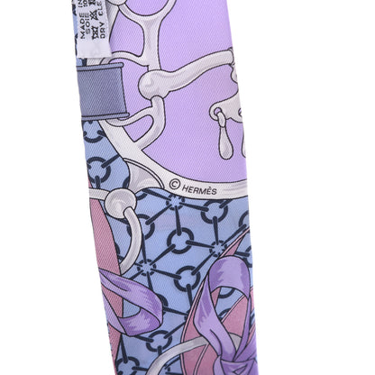 Hermes Silk La Promenade Du Matin Twilly Mauve Ciel Gris 4 of 6