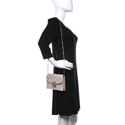 Louis Vuitton Damier Azur Croisette Chain Wallet Rose Ballerine 2 of 8