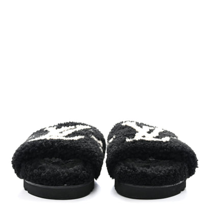 Louis Vuitton Shearling Magnetic Flat Mule 38 Black 2 of 9