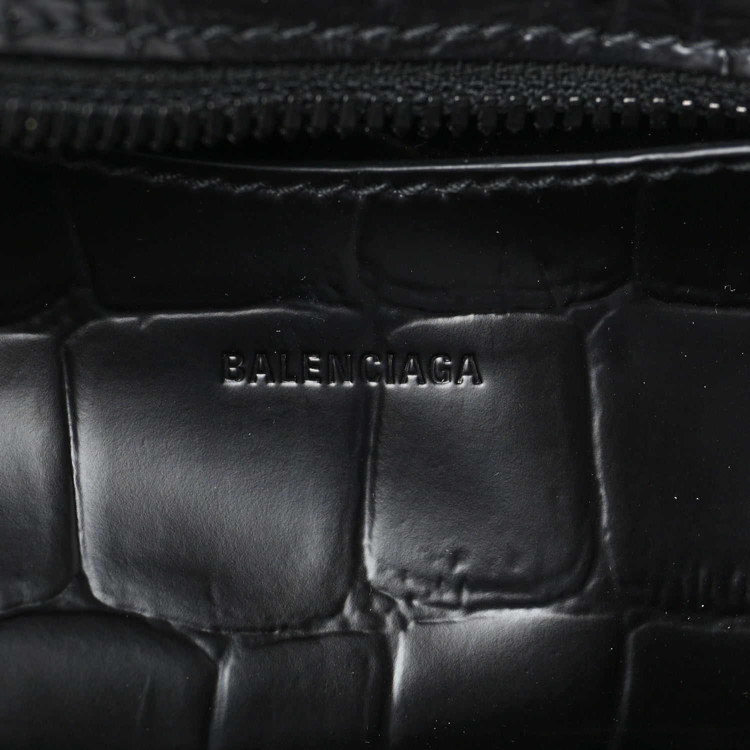 Balenciaga Semi Shiny Calfskin Crocodile Embossed Neo Classic Black Hardware Nano City Crossbody Black 6 of 8
