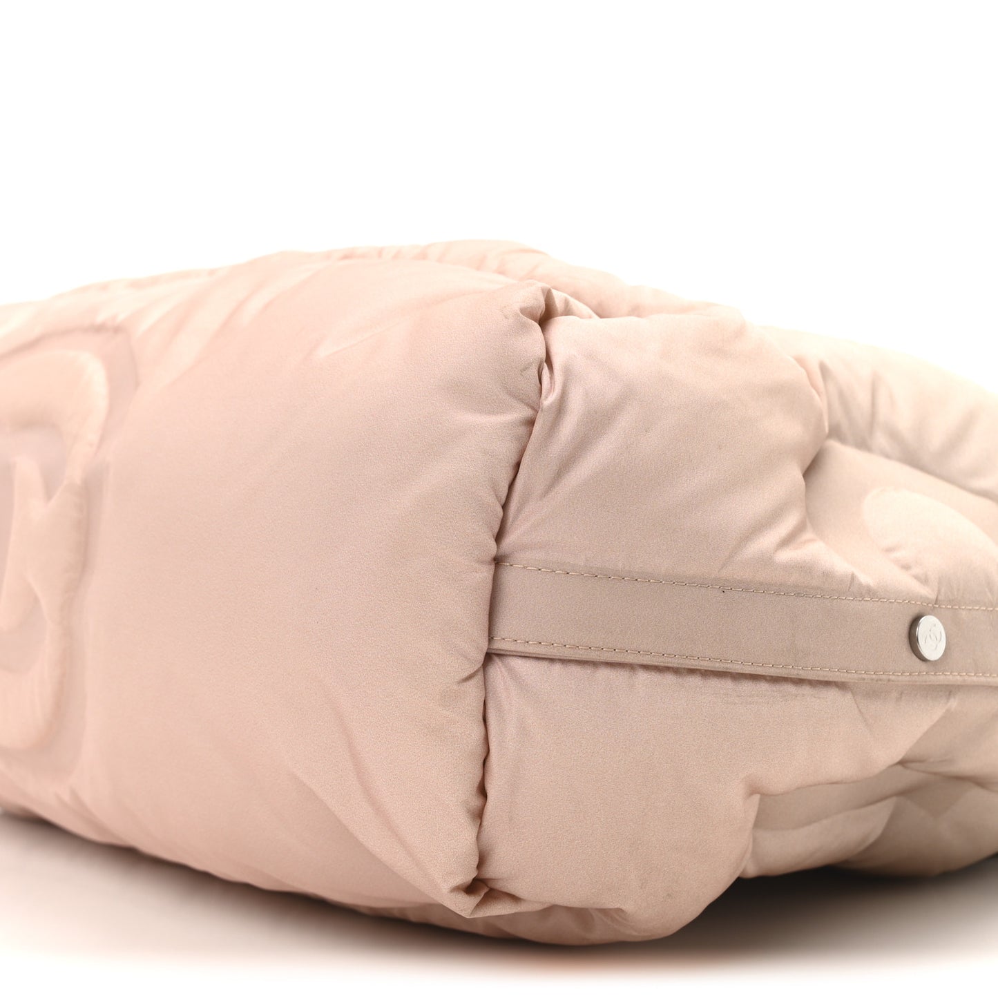 Nylon Embossed Large Doudoune Bowling Bag White Beige Pink