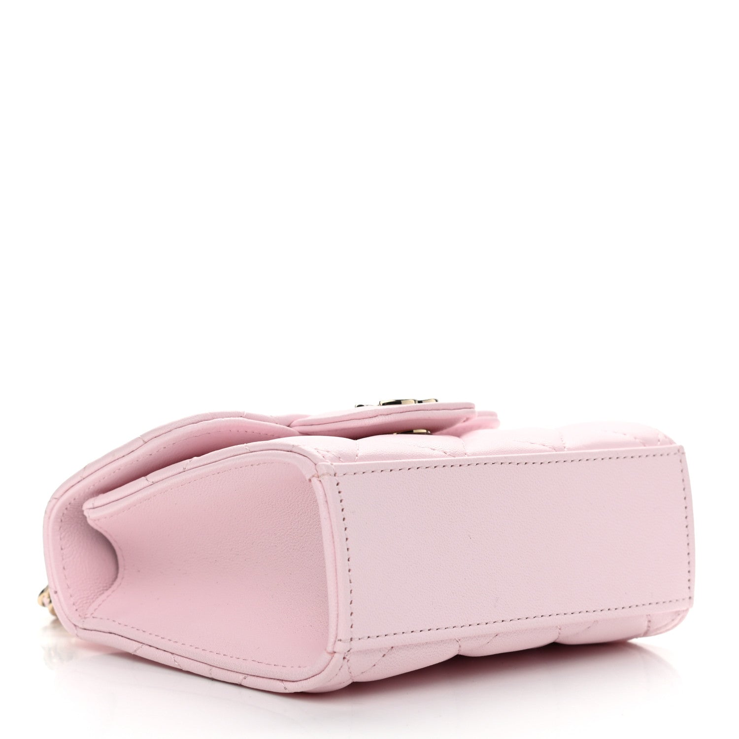 Chanel Lambskin Quilted Top Handle Clutch With Chain Light Pink 4 of 13