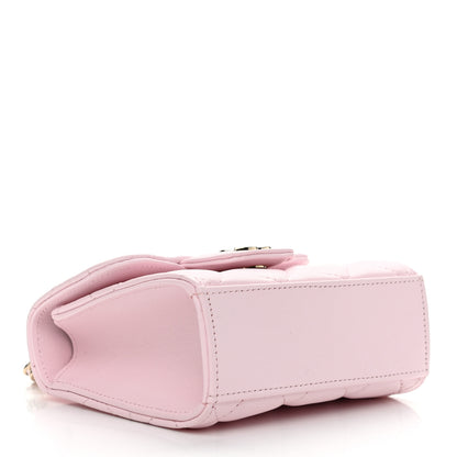 Chanel Lambskin Quilted Top Handle Clutch With Chain Light Pink 4 of 13