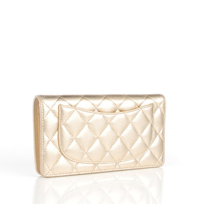 Chanel Metallic Lambskin Quilted Yen Wallet Gold 3 of 8