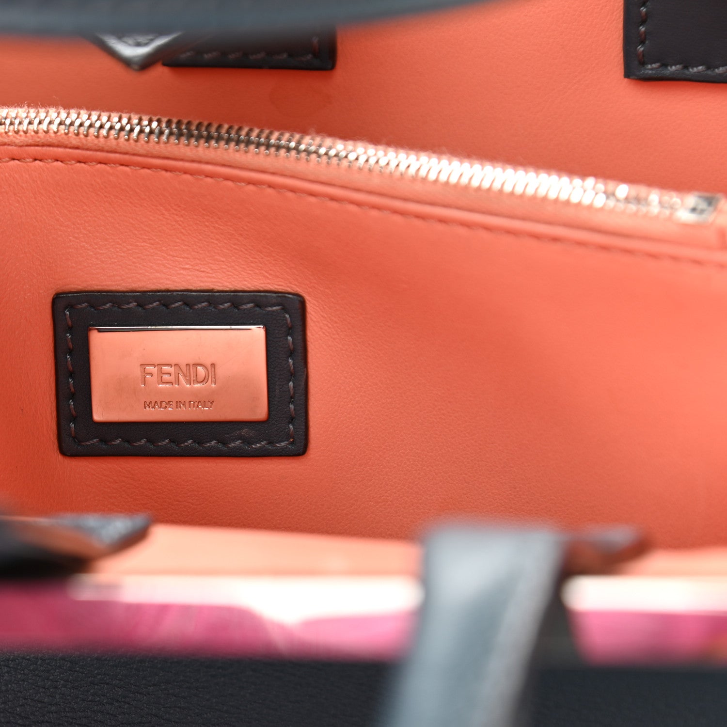 Fendi Vitello Dolce Century Petite 2Jours Tote Pavone Albicocca 5 of 15