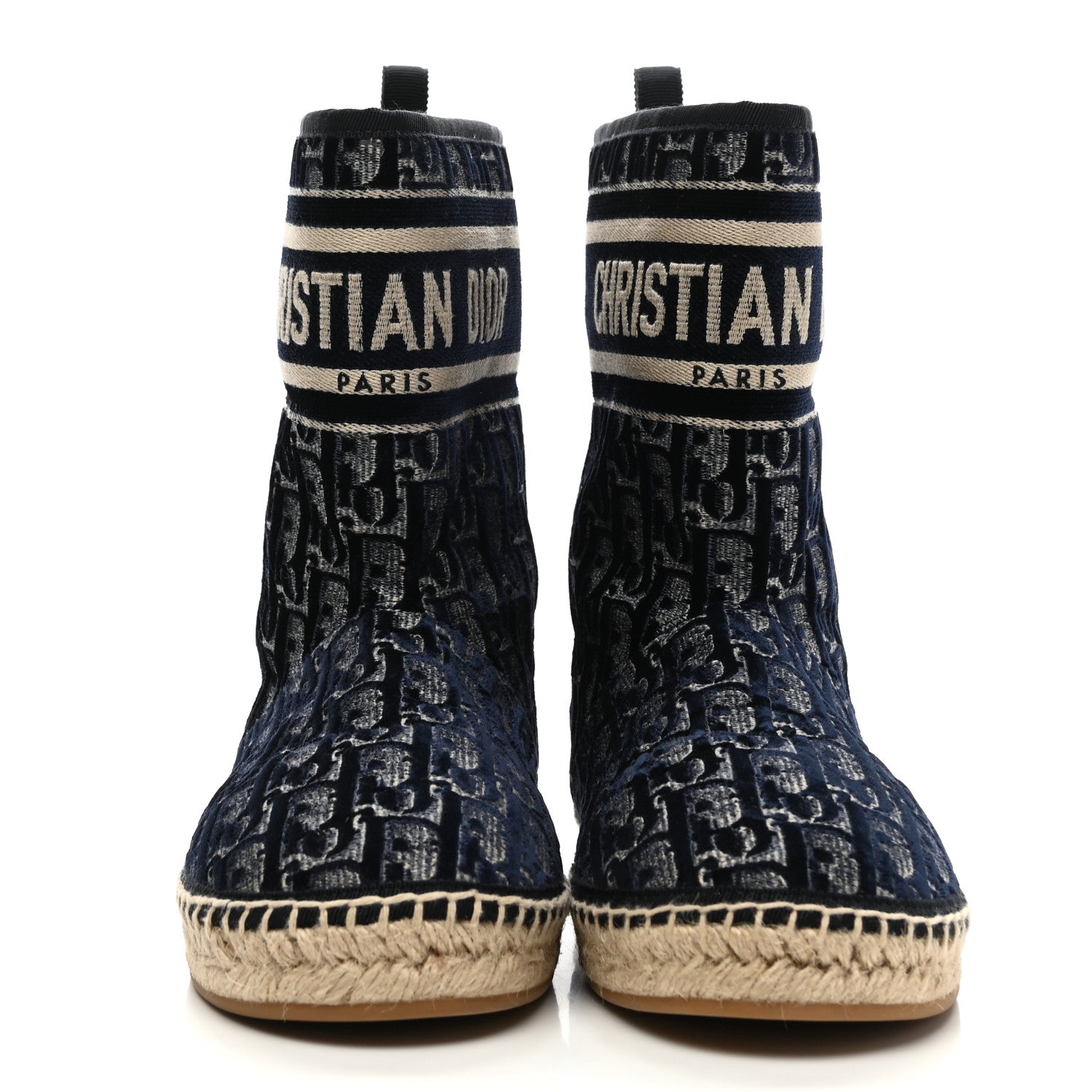 Christian Dior Velvet Oblique Granville Espadrille Boots 38 Deep Blue 2 of 6