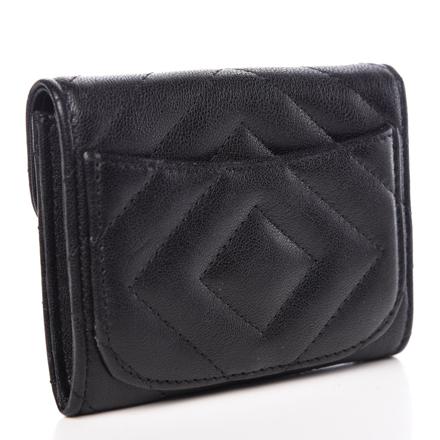 Chanel Sheepskin Chevron Quilted Reissue Card Holder Wallet So Black 3 of 9
