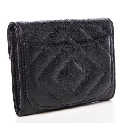 Chanel Sheepskin Chevron Quilted Reissue Card Holder Wallet So Black 3 of 9